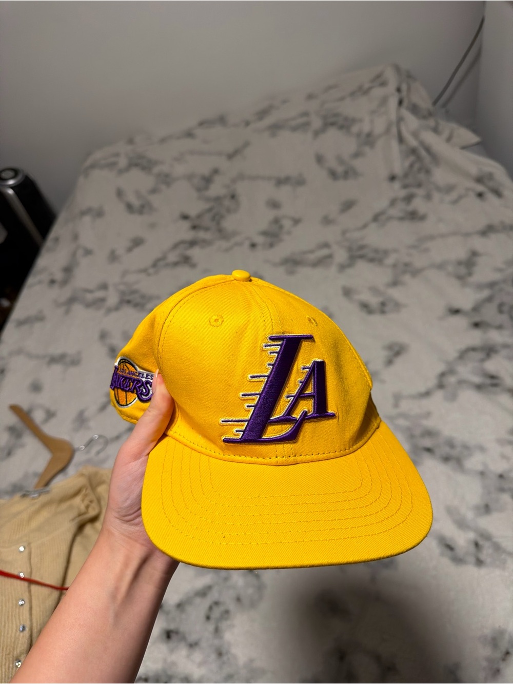 Mitchell & Ness Yellow Kids LA Logo Cap with Purple Embroidery